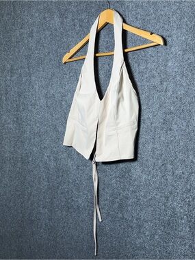 SHEIN Cream Halter Tie-Back Tailored Vest Pant suit Tall large